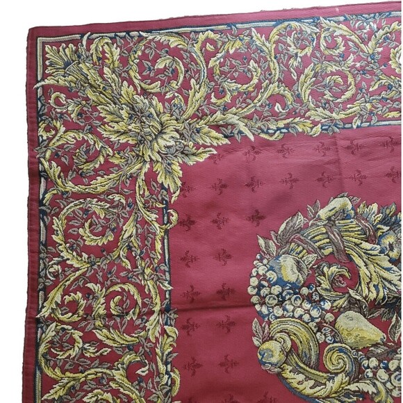 Vintage Goblys Made In France Fruit Tapestry 57"X 57" - Picture 5 of 9